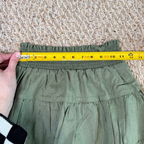 NWT Urban Renewal Urban Outfitters Olive Green Linen Tiered Mini Skirt Women's S - Picture 7 of 8